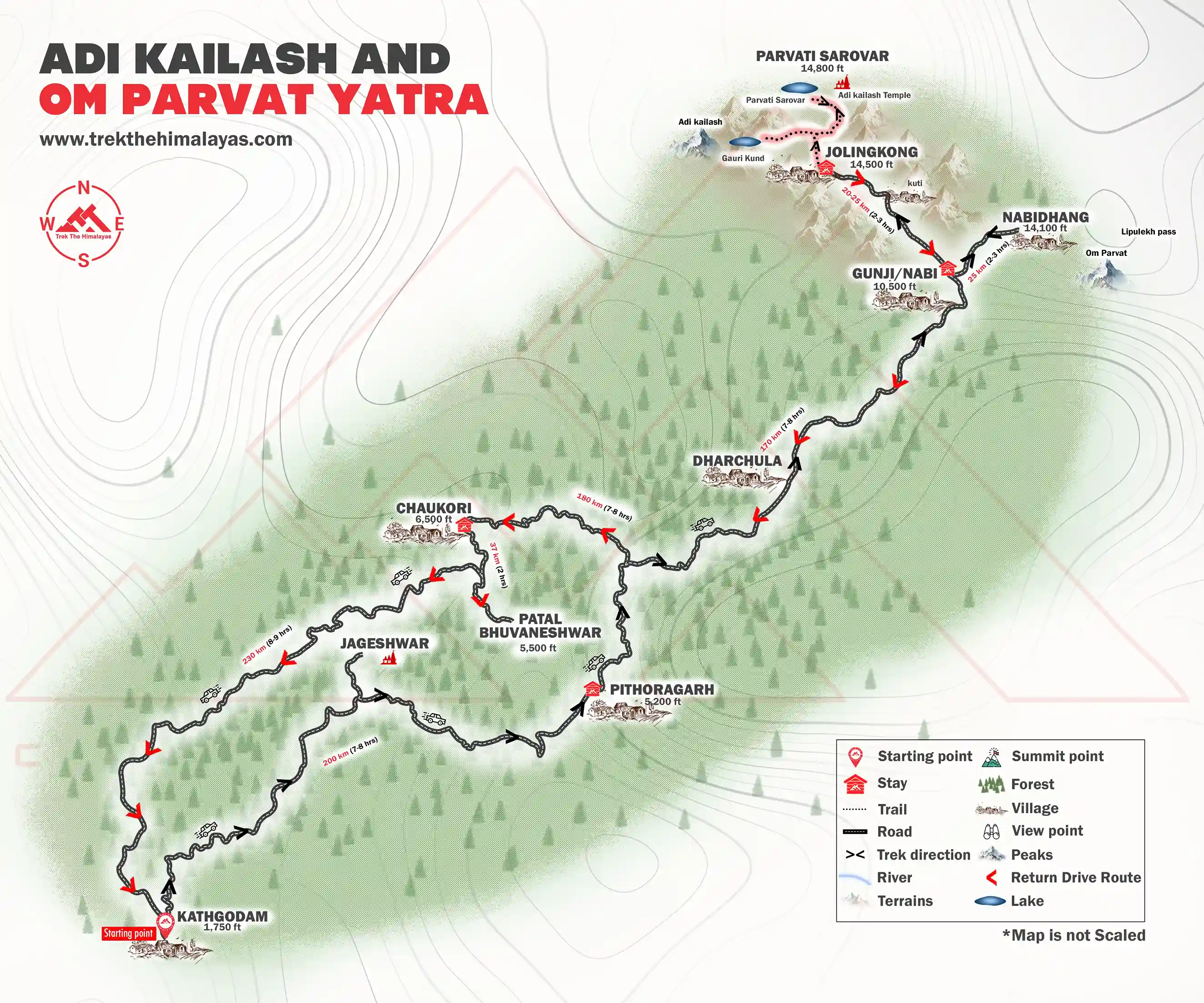 Adi Kailash and Om Parvat Maps