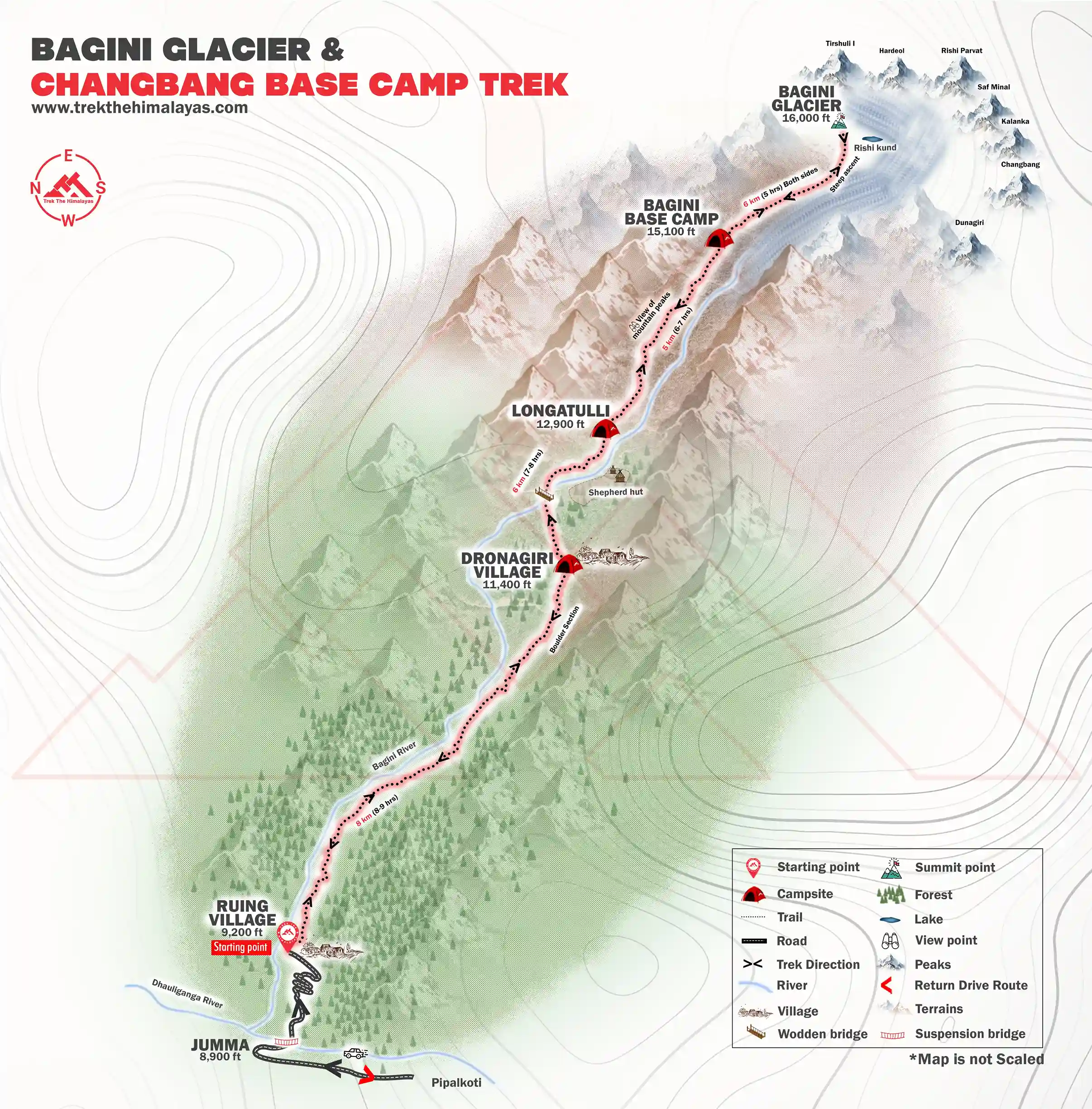 Bagini Glacier & Changbang Base Camp Maps