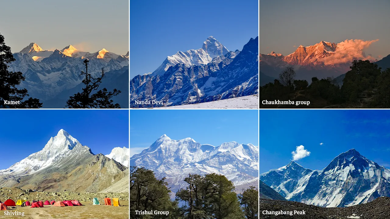 View of kamet, nanda devi, chaukhambam, shivling, trisul, changbang peak