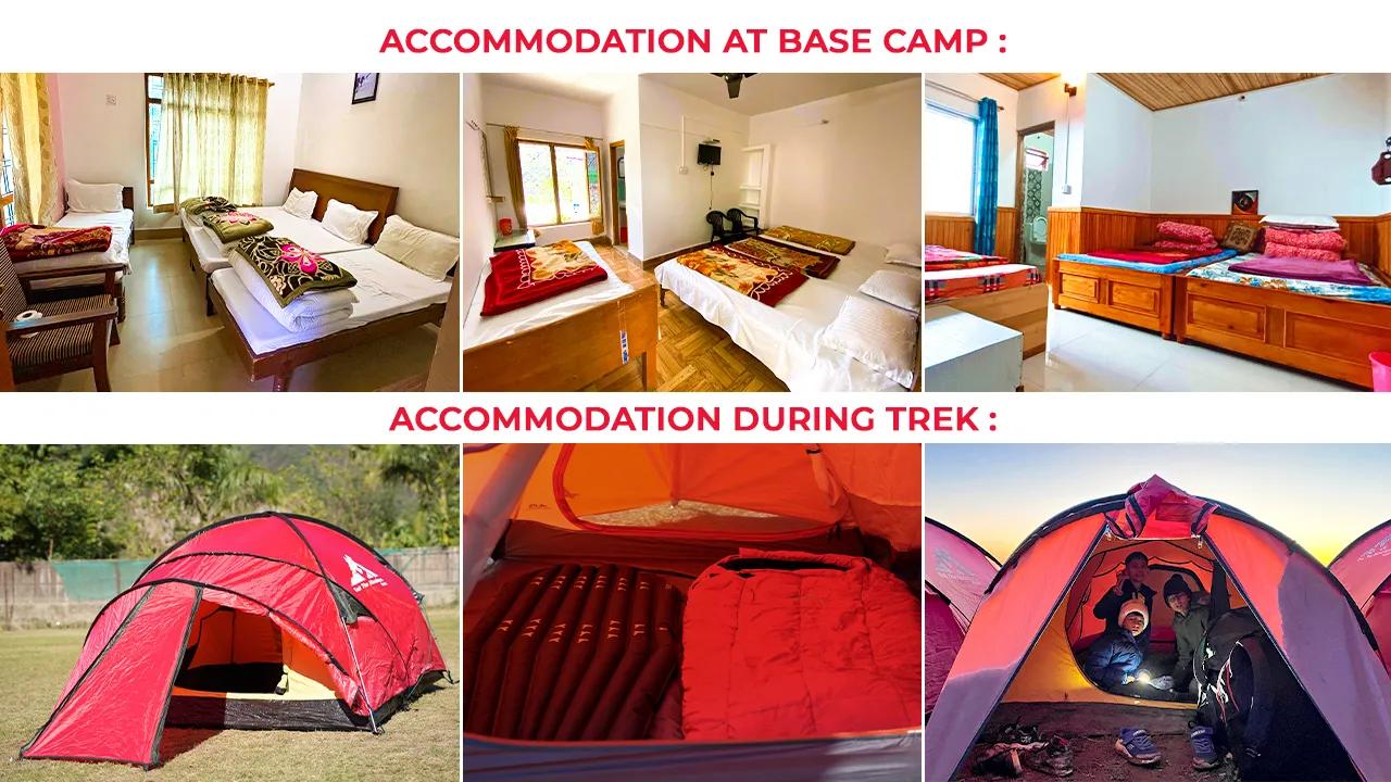 Accommodations provided by Trek The Himalayas during the trek