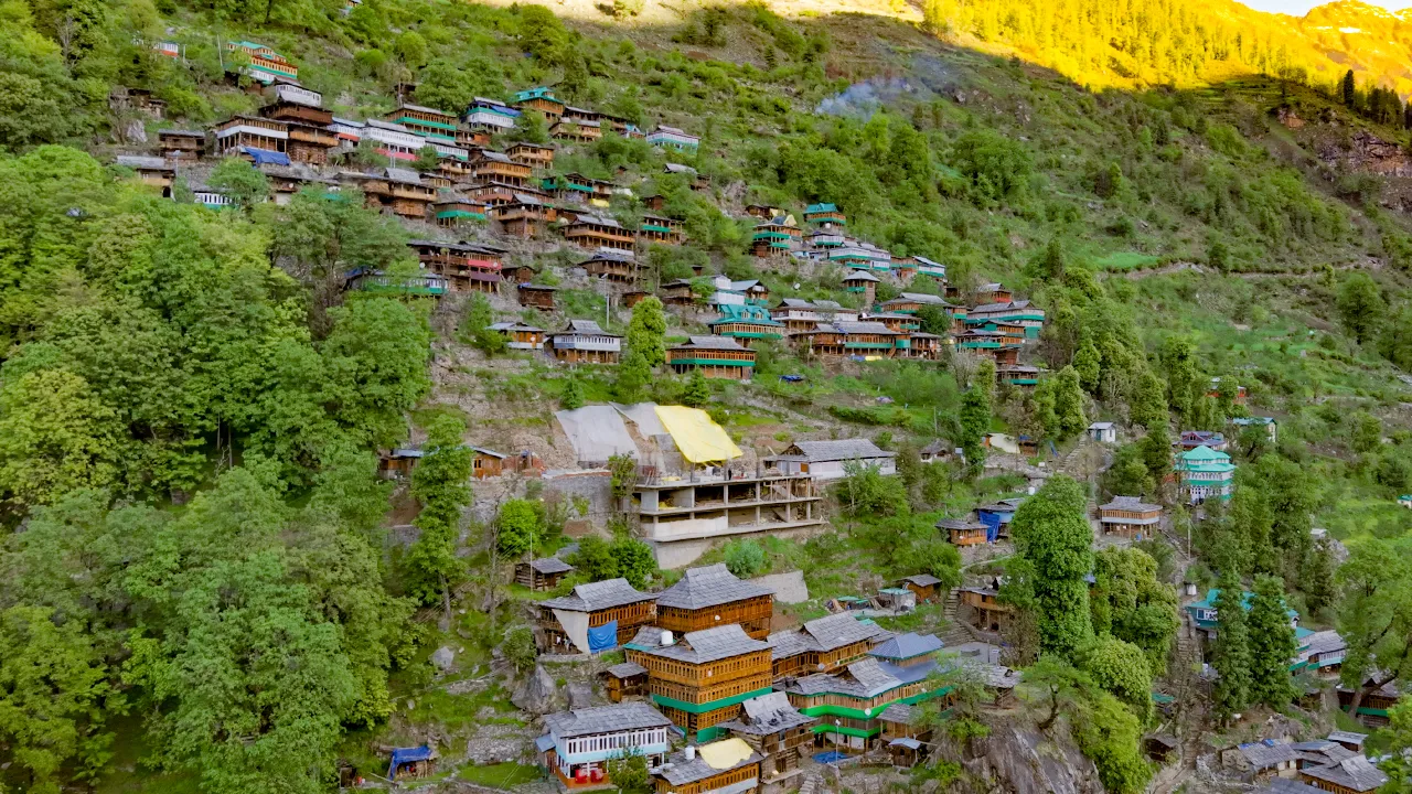Image of jakha village on the ridge of the mountain