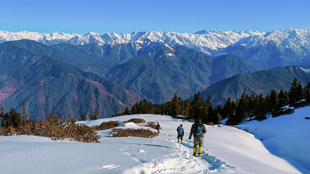 Climbing towards the summit point of kedarkantha in Winter Season,Trek The Himalayas