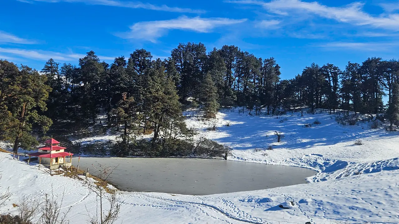 dayara bugyal covered in snow, trek the himalayas