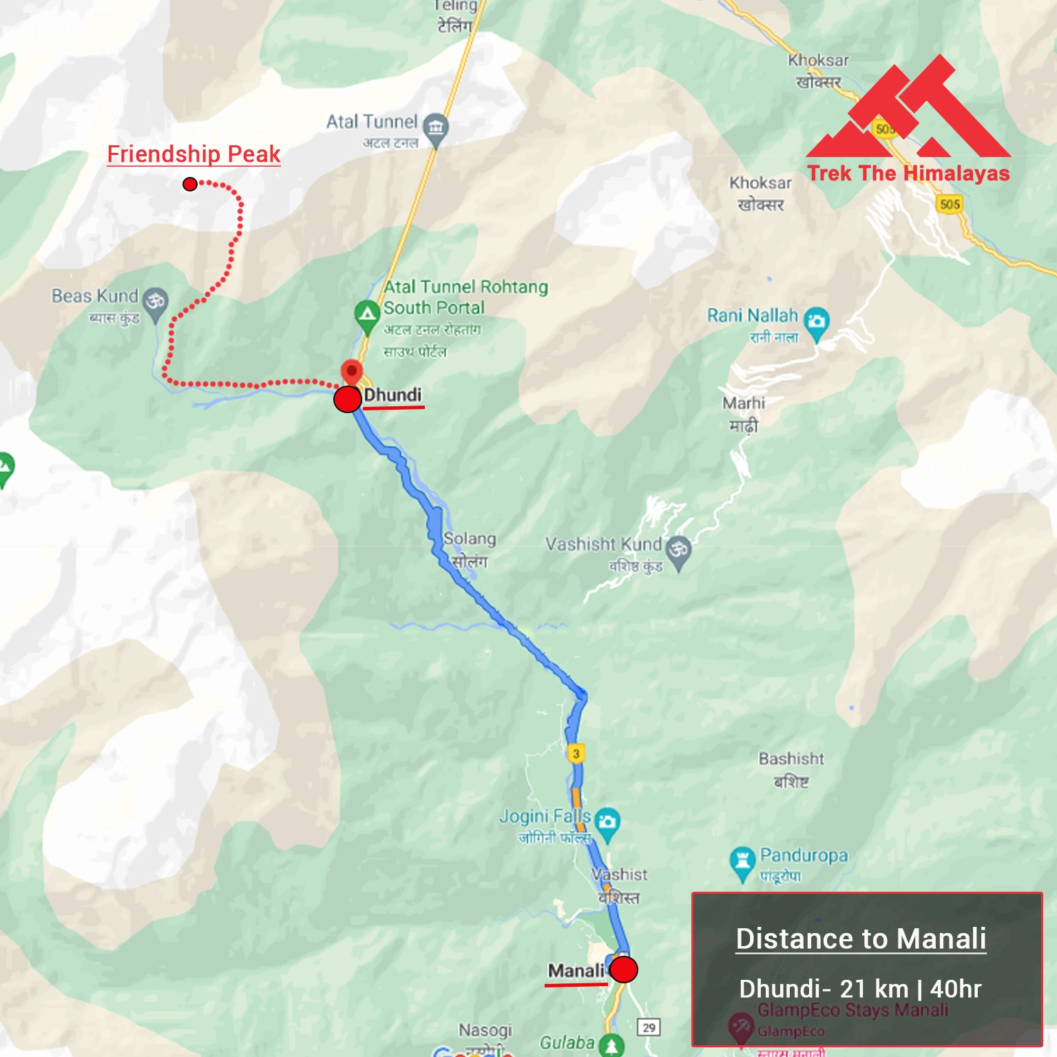 How to Reach Beas Kund Trek Map