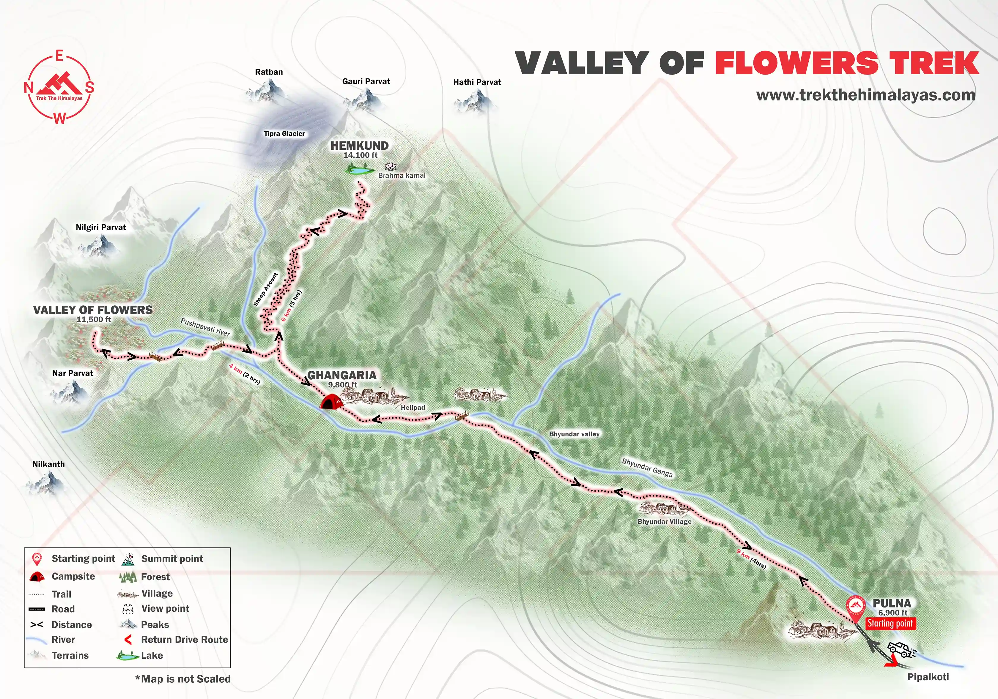 Valley of Flowers Trek Maps